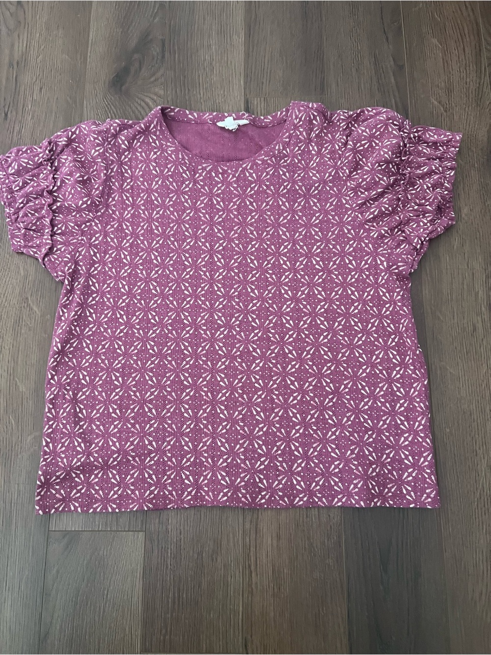 Women’s Pink/Maroon Patterned Short-Sleeve Top